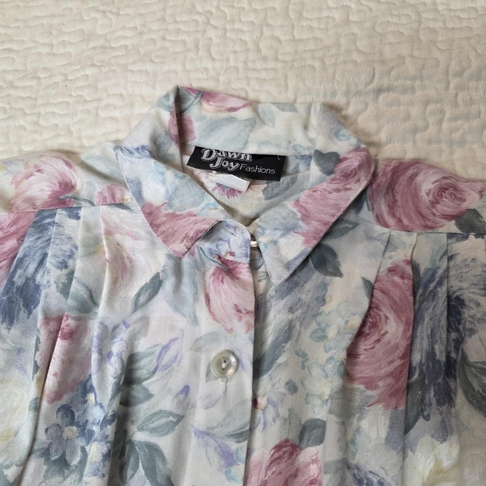 Dawn Joy Vintage 80s Floral Pastel A-Line Midi Dress, Modest Cottagecore, Size 7
